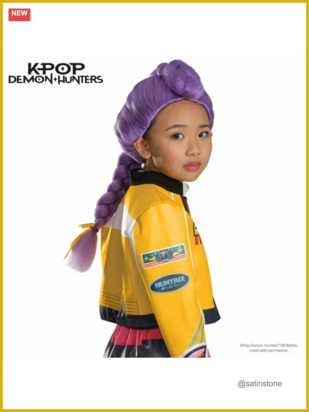 Child K-Pop Demon Hunters Rumi Wig with Detachable Ribbon